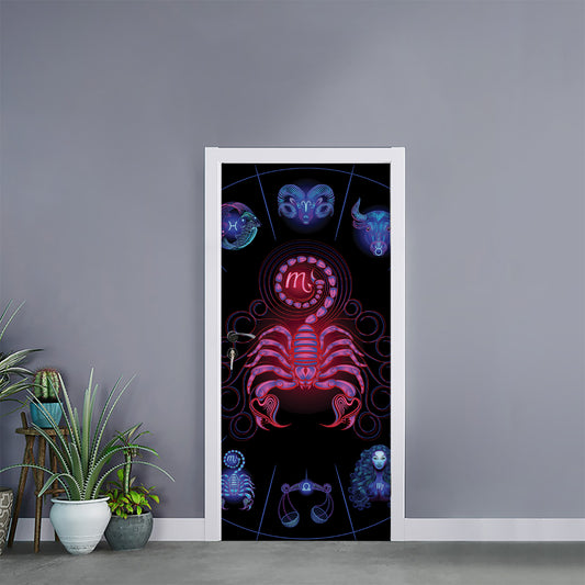 Scorpio And Astrological Signs Print Door Sticker