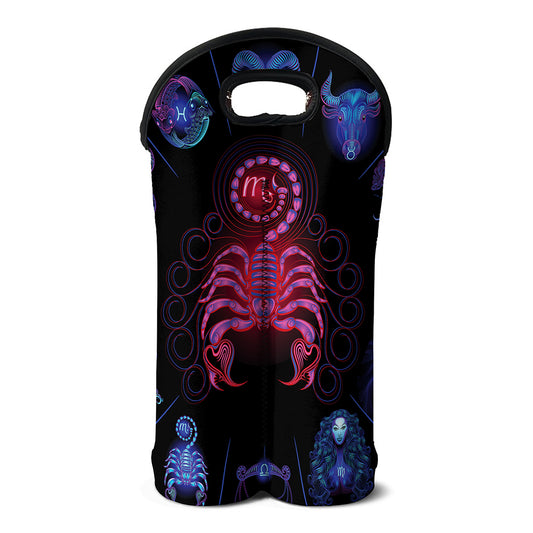 Scorpio And Astrological Signs Print Double Neoprene Wine Tote