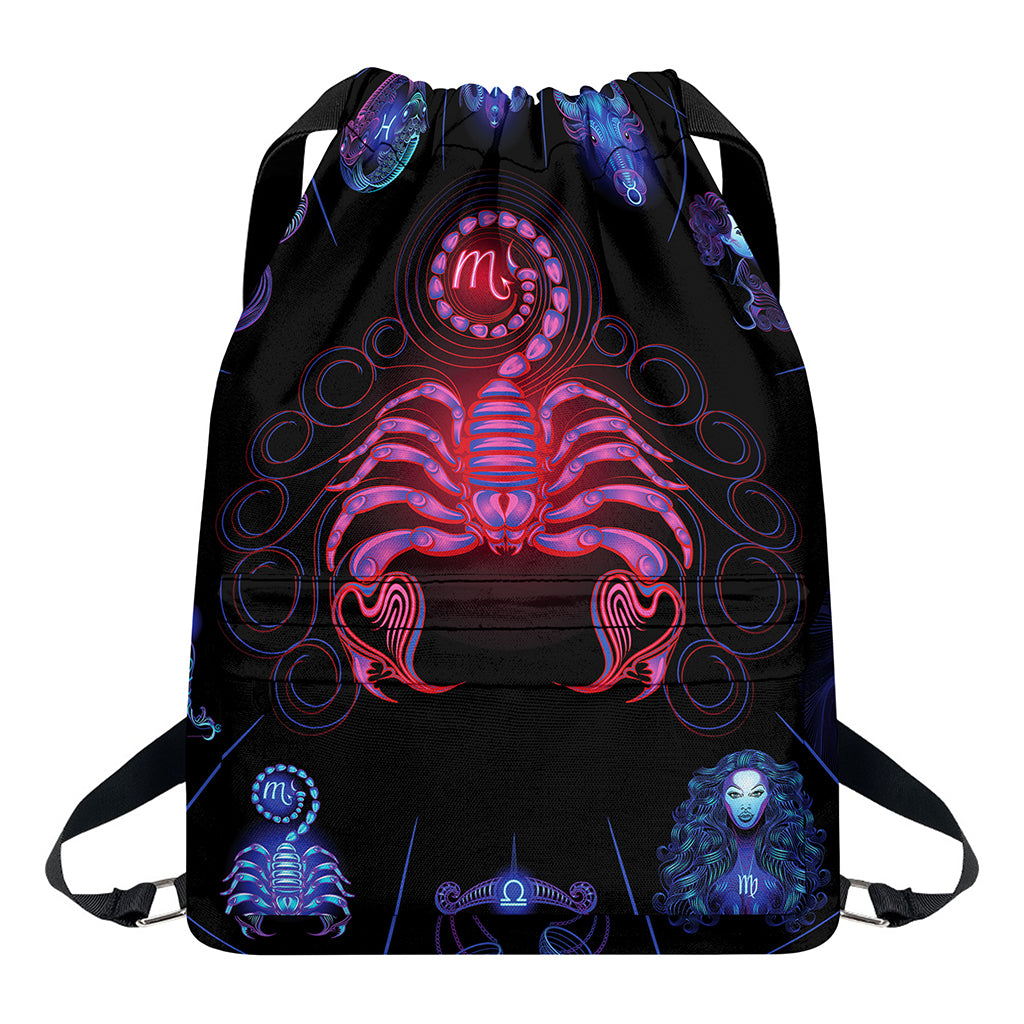 Scorpio And Astrological Signs Print Drawstring Backpack