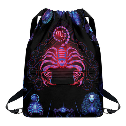 Scorpio And Astrological Signs Print Drawstring Backpack