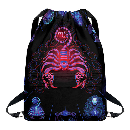Scorpio And Astrological Signs Print Drawstring Backpack