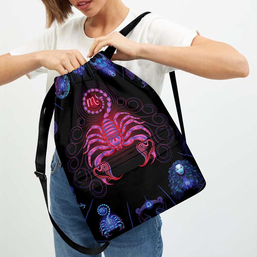 Scorpio And Astrological Signs Print Drawstring Backpack