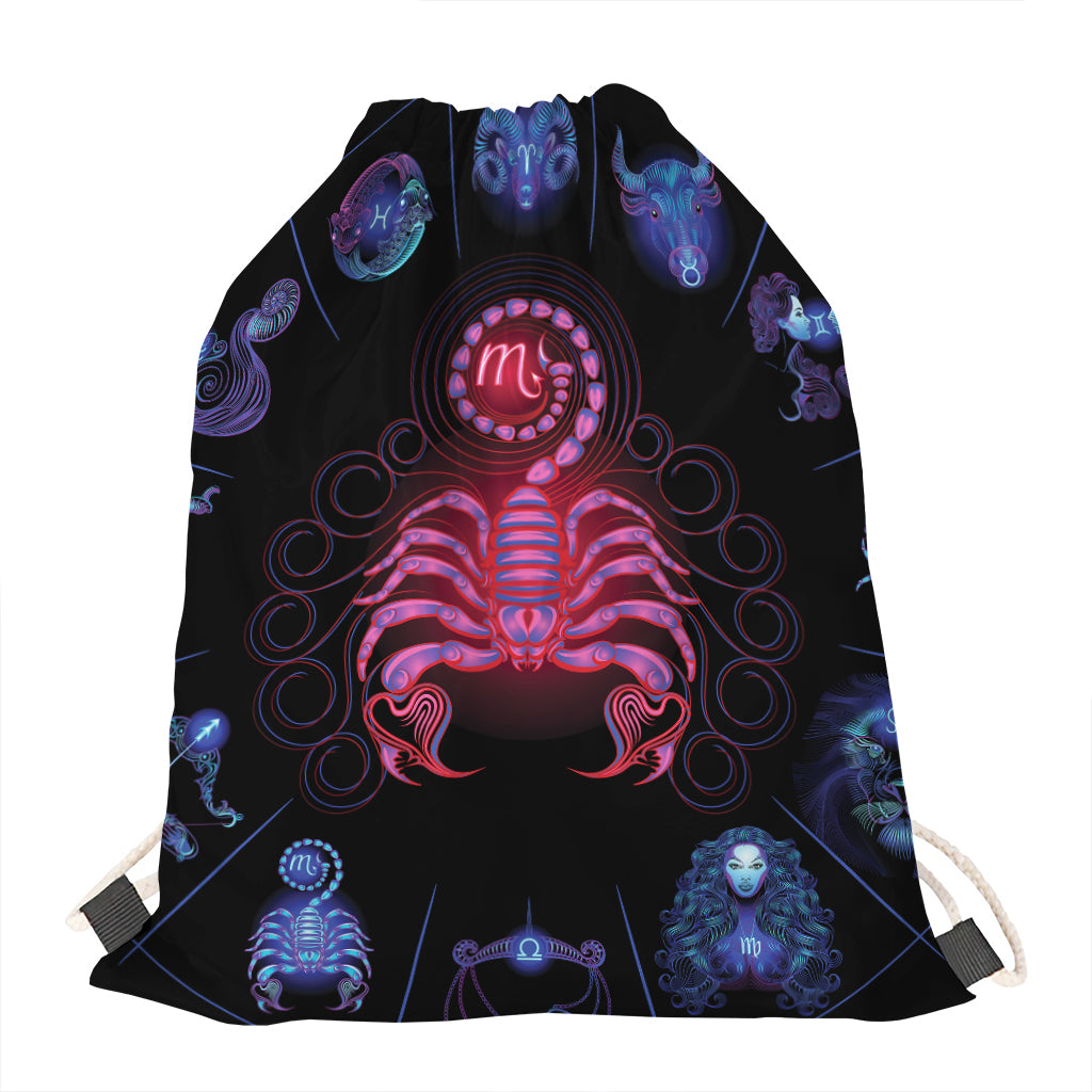 Scorpio And Astrological Signs Print Drawstring Bag