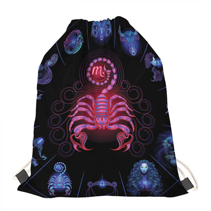 Scorpio And Astrological Signs Print Drawstring Bag