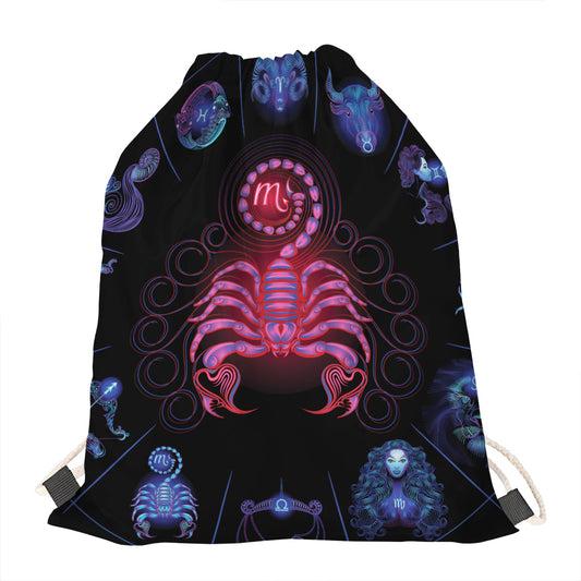 Scorpio And Astrological Signs Print Drawstring Bag