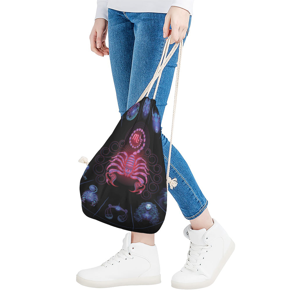 Scorpio And Astrological Signs Print Drawstring Bag
