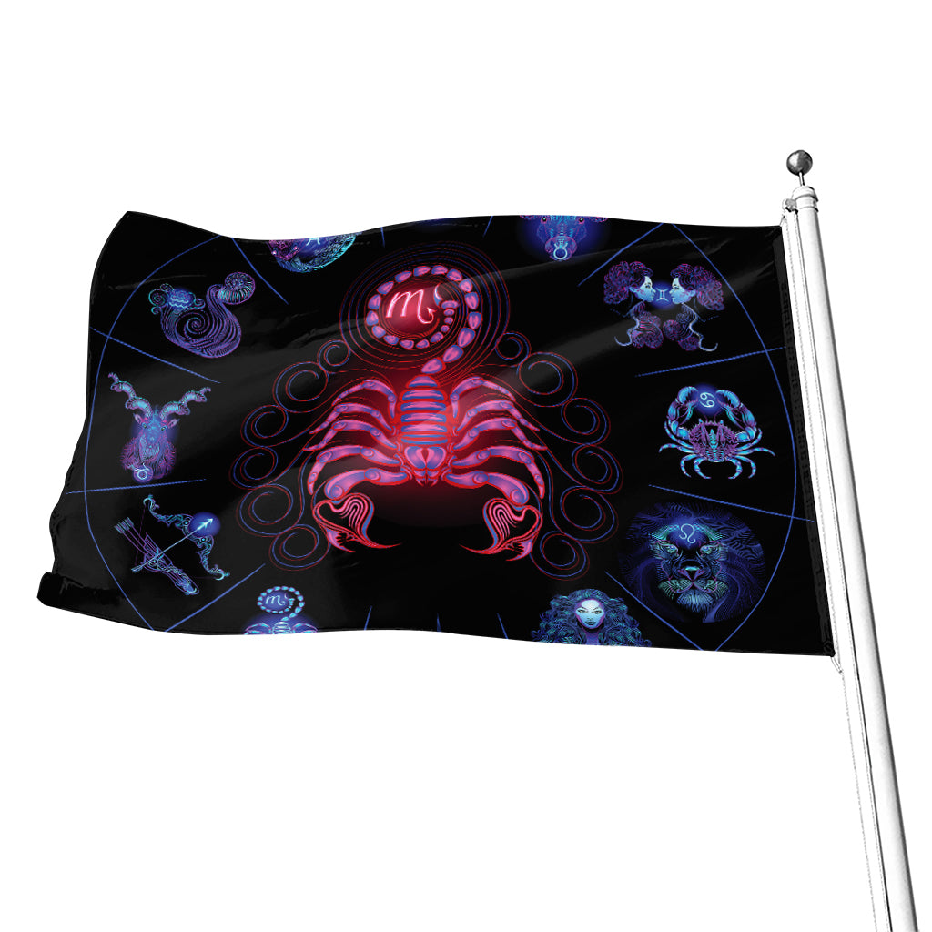 Scorpio And Astrological Signs Print Flag