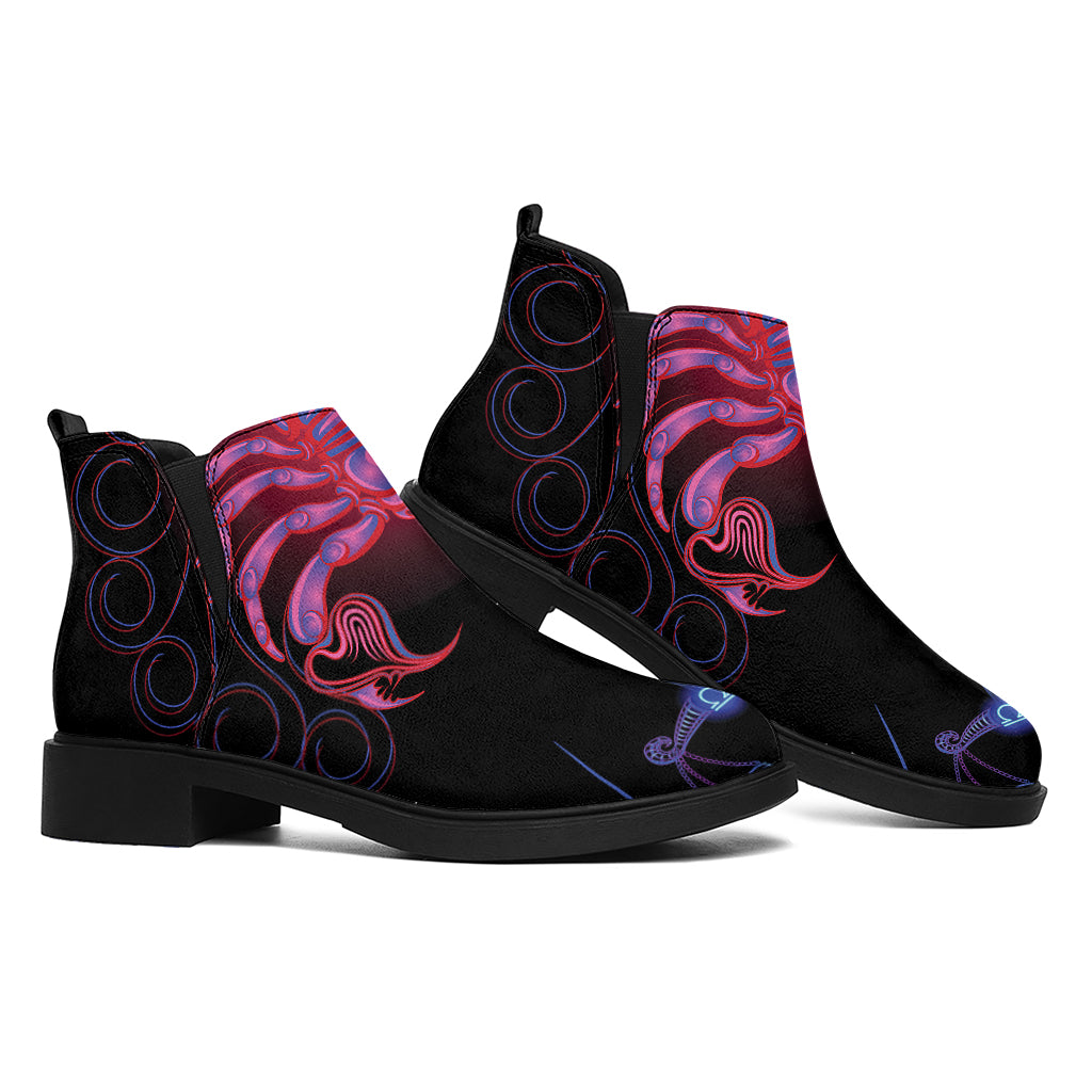 Scorpio And Astrological Signs Print Flat Ankle Boots