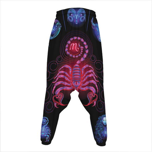 Scorpio And Astrological Signs Print Hammer Pants