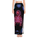 Scorpio And Astrological Signs Print High Slit Maxi Skirt