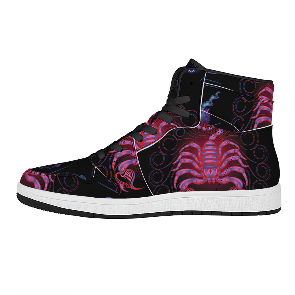 Scorpio And Astrological Signs Print High Top Leather Sneakers
