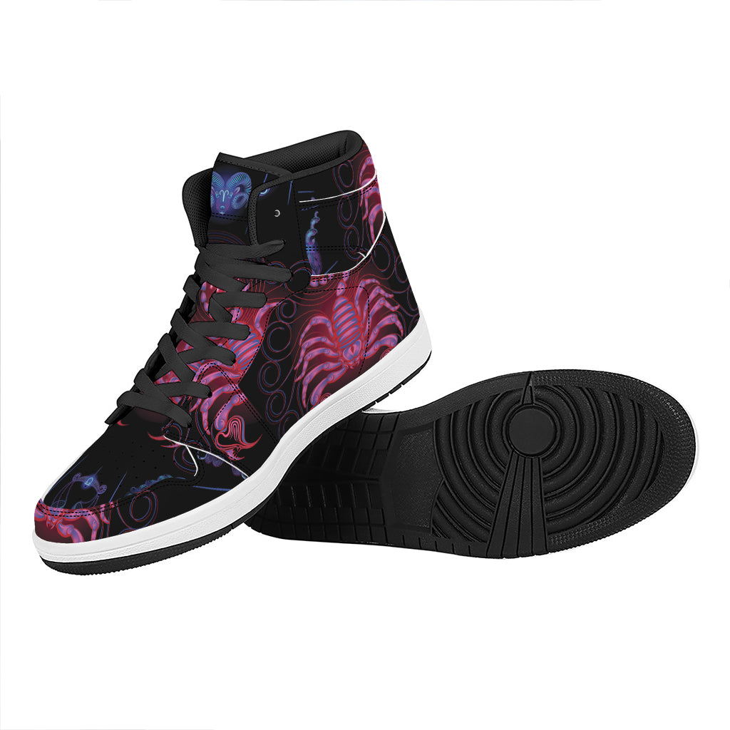 Scorpio And Astrological Signs Print High Top Leather Sneakers
