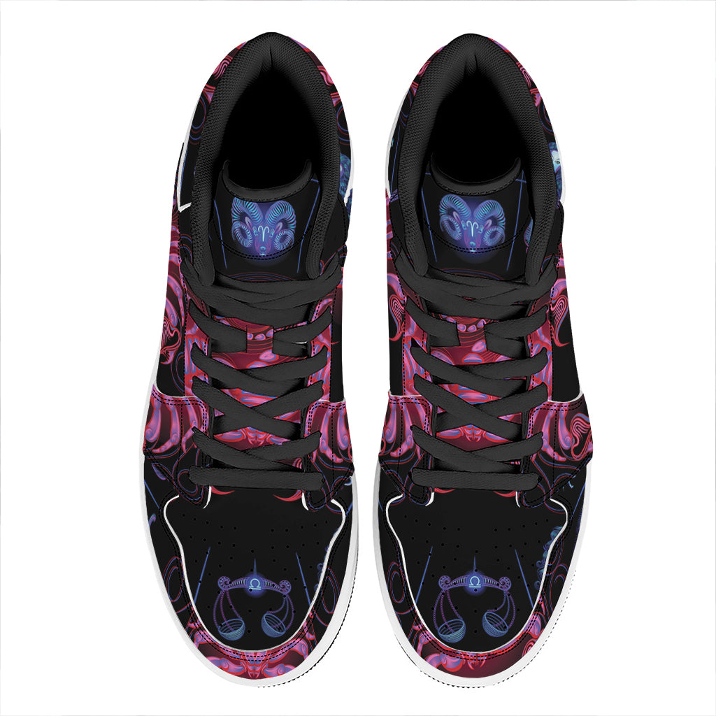 Scorpio And Astrological Signs Print High Top Leather Sneakers