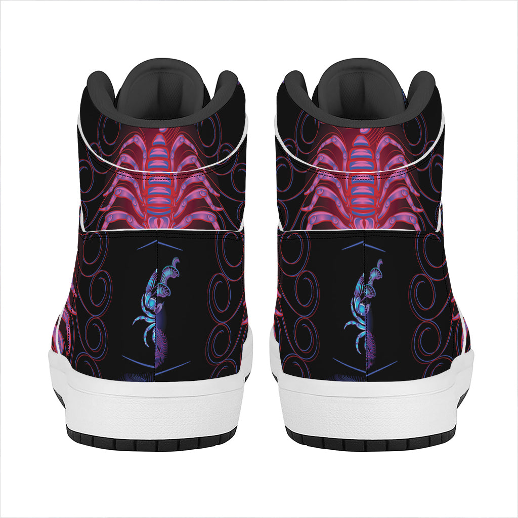 Scorpio And Astrological Signs Print High Top Leather Sneakers