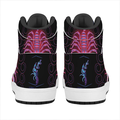 Scorpio And Astrological Signs Print High Top Leather Sneakers