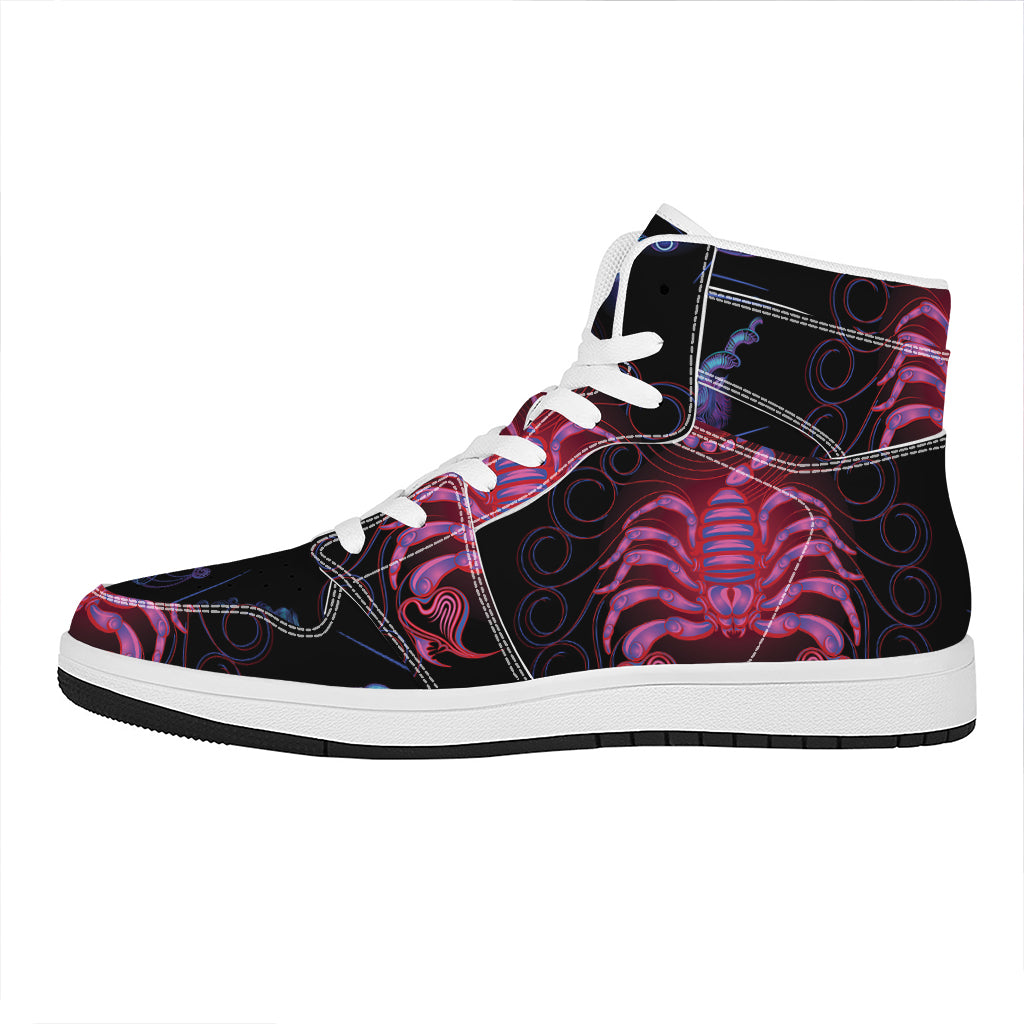 Scorpio And Astrological Signs Print High Top Leather Sneakers