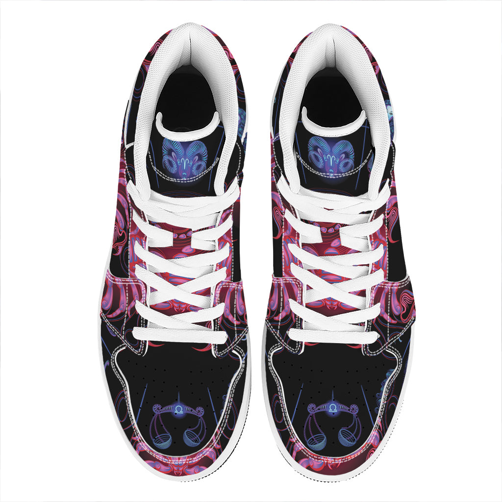 Scorpio And Astrological Signs Print High Top Leather Sneakers