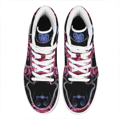 Scorpio And Astrological Signs Print High Top Leather Sneakers