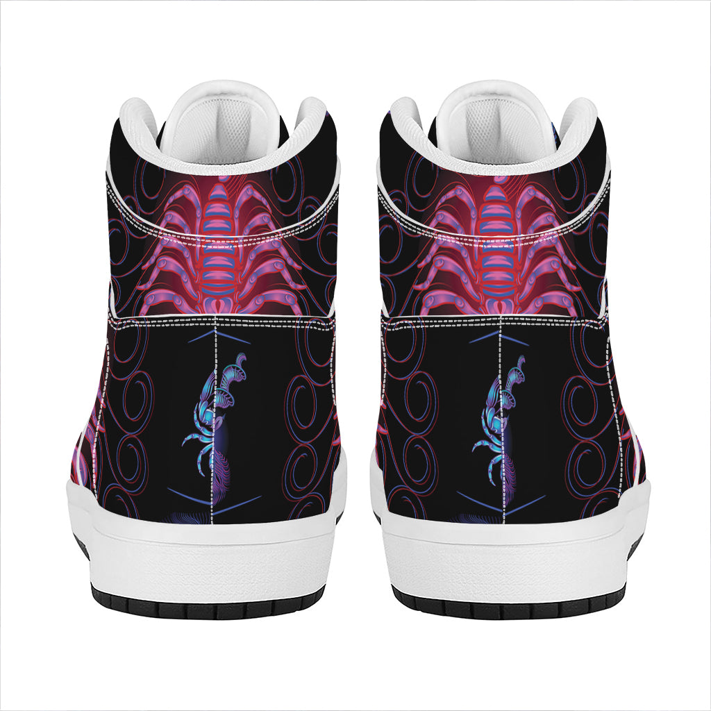Scorpio And Astrological Signs Print High Top Leather Sneakers