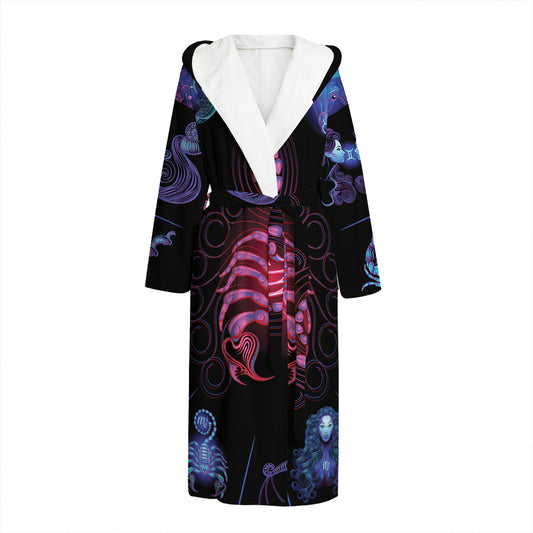 Scorpio And Astrological Signs Print Hooded Bathrobe