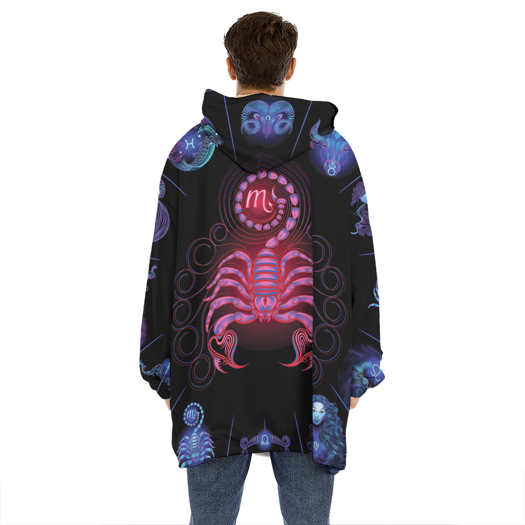 Scorpio And Astrological Signs Print Hoodie Blanket