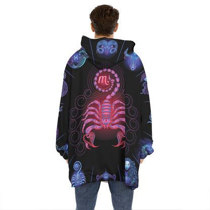 Scorpio And Astrological Signs Print Hoodie Blanket