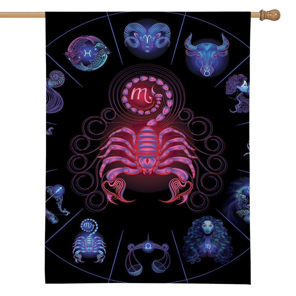 Scorpio And Astrological Signs Print House Flag