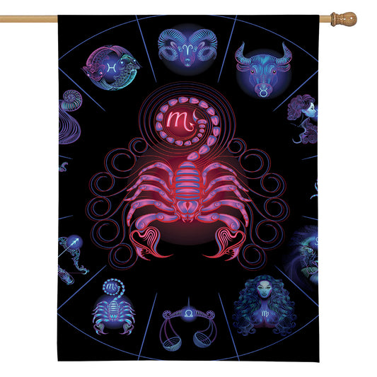 Scorpio And Astrological Signs Print House Flag