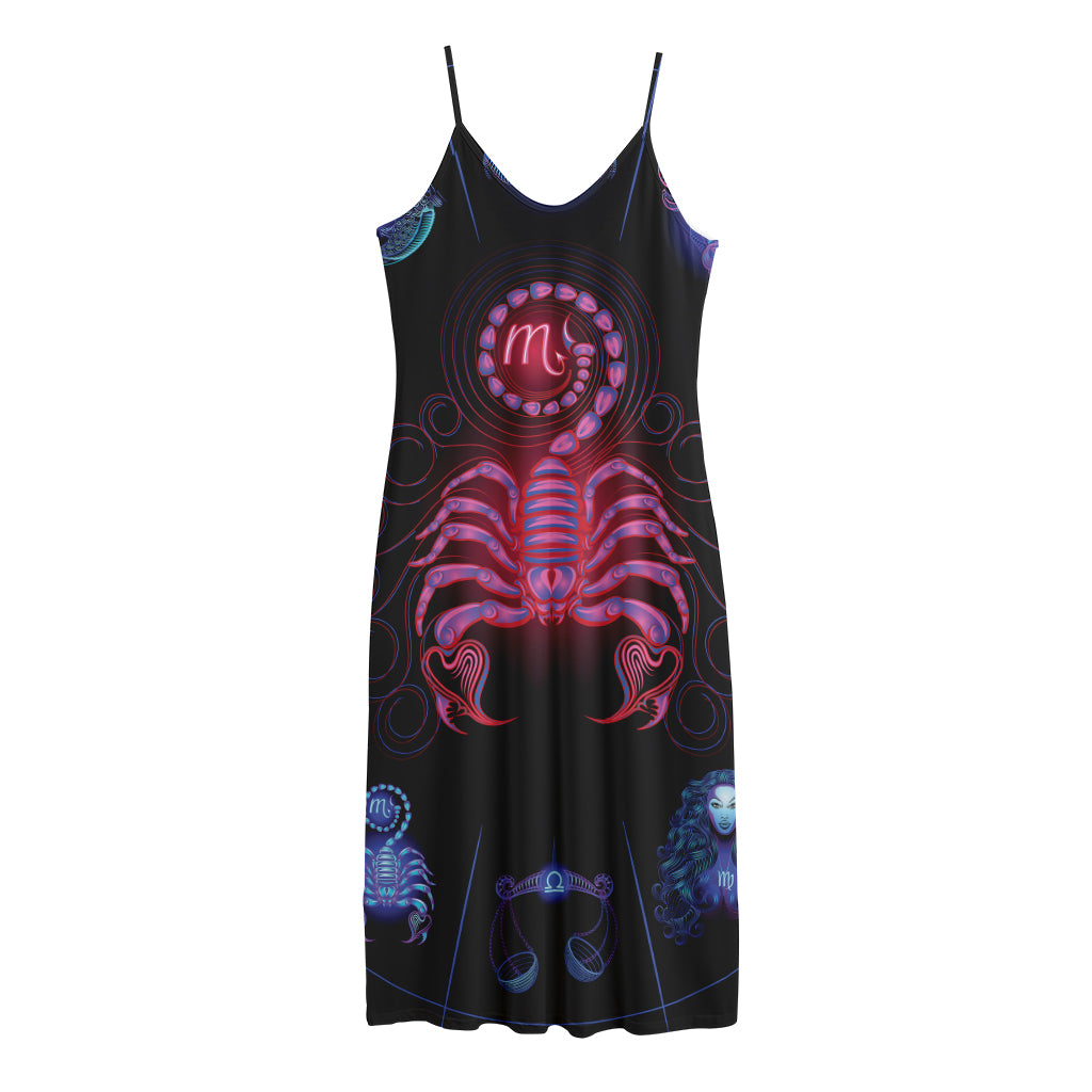 Scorpio And Astrological Signs Print Jersey Midi Cami Dress