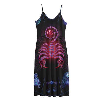 Scorpio And Astrological Signs Print Jersey Midi Cami Dress