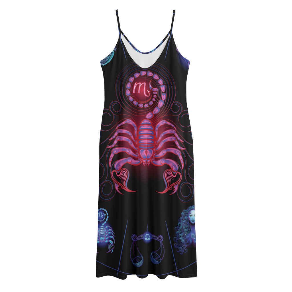 Scorpio And Astrological Signs Print Jersey Midi Cami Dress