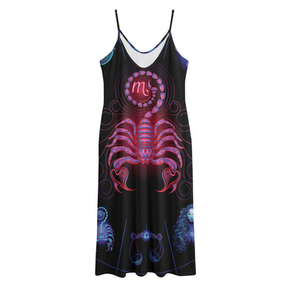 Scorpio And Astrological Signs Print Jersey Midi Cami Dress