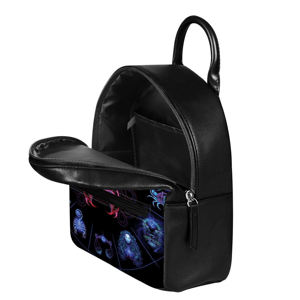 Scorpio And Astrological Signs Print Leather Backpack