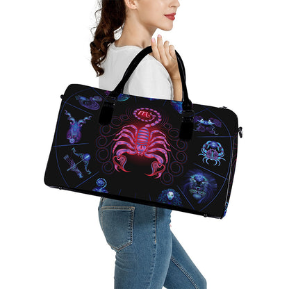 Scorpio And Astrological Signs Print Leather Duffle Bag