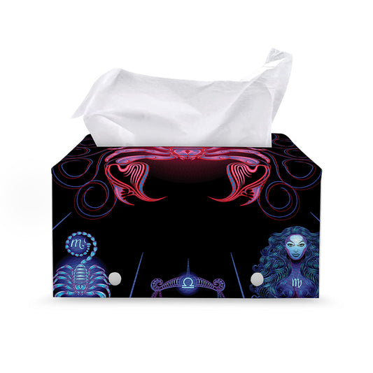 Scorpio And Astrological Signs Print Leather Tissue Box Cover