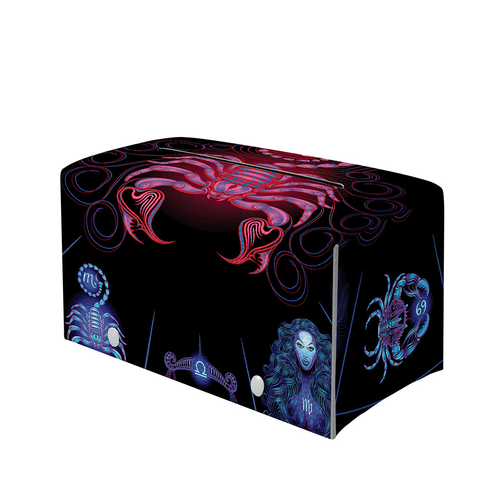 Scorpio And Astrological Signs Print Leather Tissue Box Cover