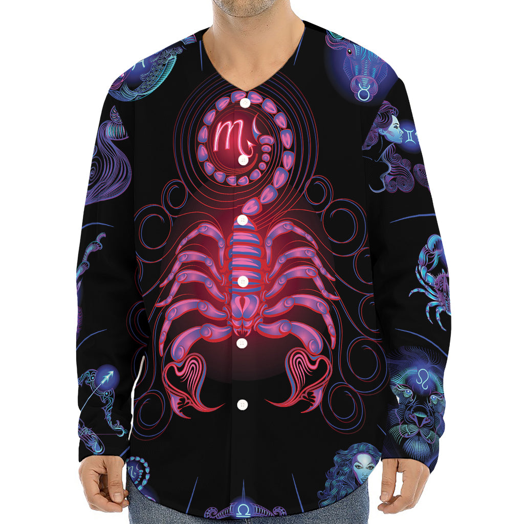 Scorpio And Astrological Signs Print Long Sleeve Baseball Jersey