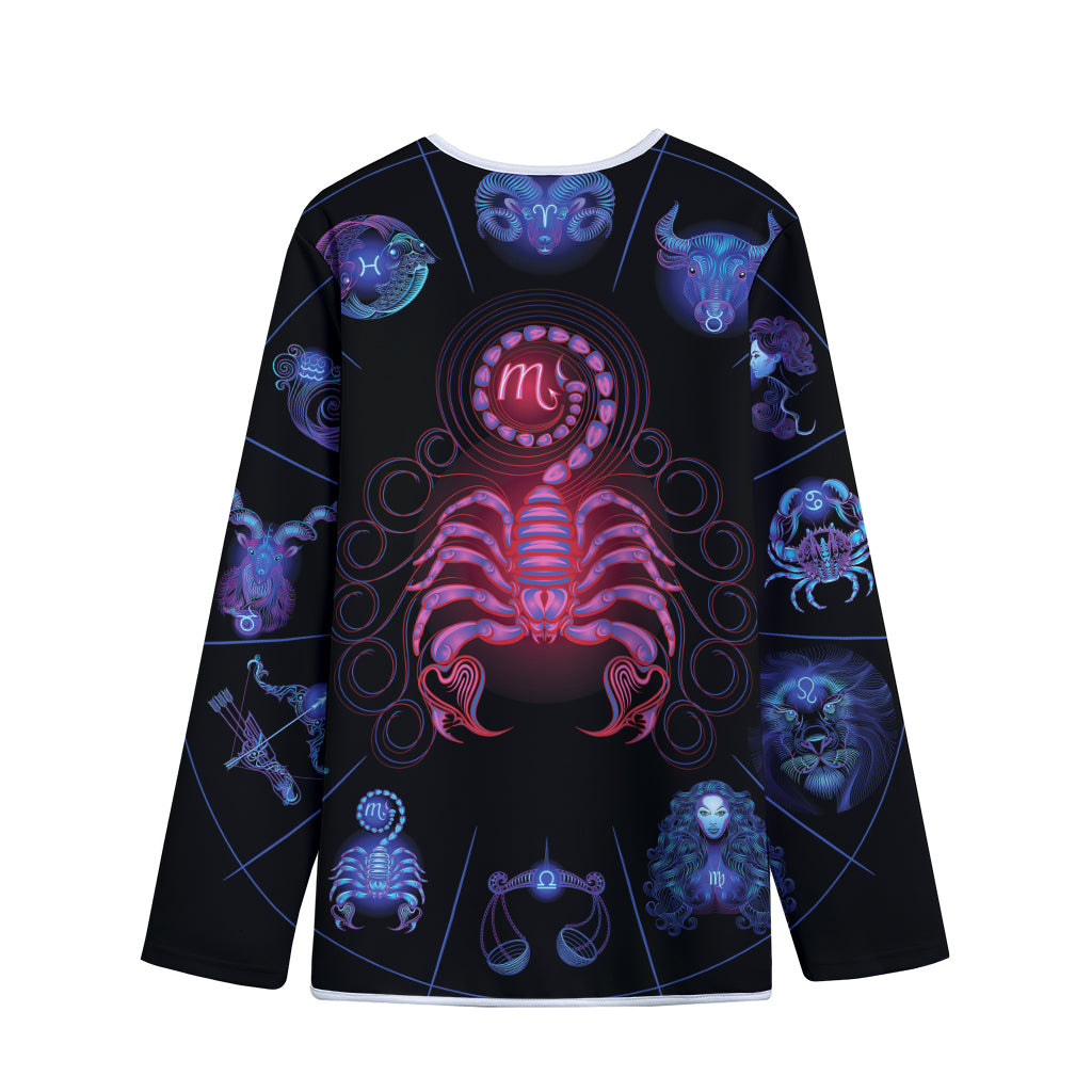 Scorpio And Astrological Signs Print Long Sleeve Short Coat