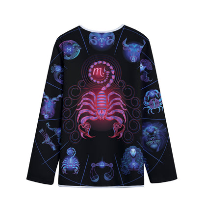 Scorpio And Astrological Signs Print Long Sleeve Short Coat