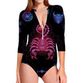 Scorpio And Astrological Signs Print Long Sleeve Swimsuit