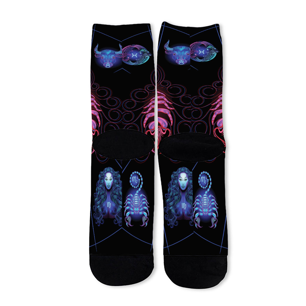 Scorpio And Astrological Signs Print Long Socks