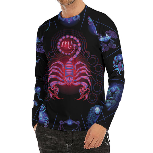 Scorpio And Astrological Signs Print Men's Long Sleeve Rash Guard
