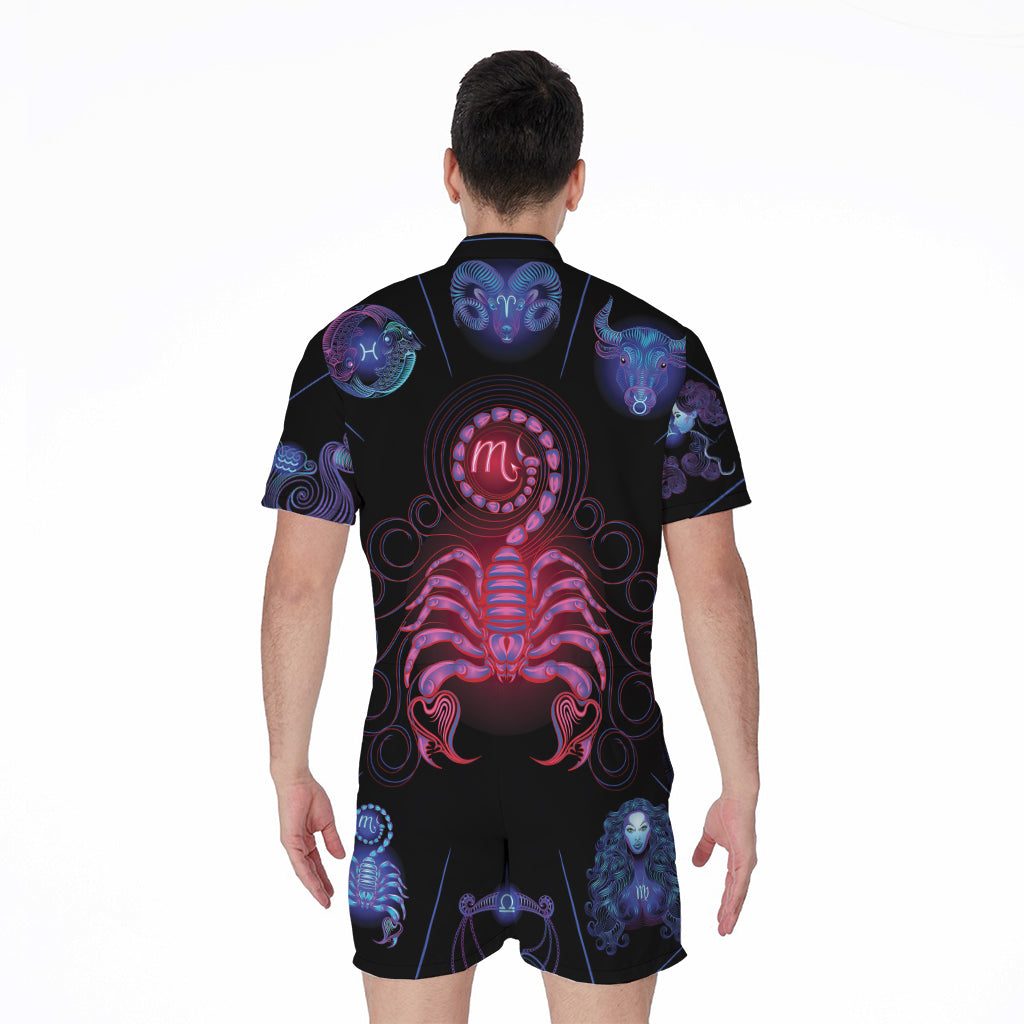 Scorpio And Astrological Signs Print Men's Rompers