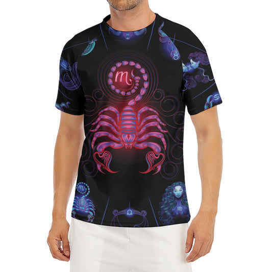 Scorpio And Astrological Signs Print Men's Short Sleeve Rash Guard