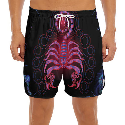 Scorpio And Astrological Signs Print Men's Split Running Shorts