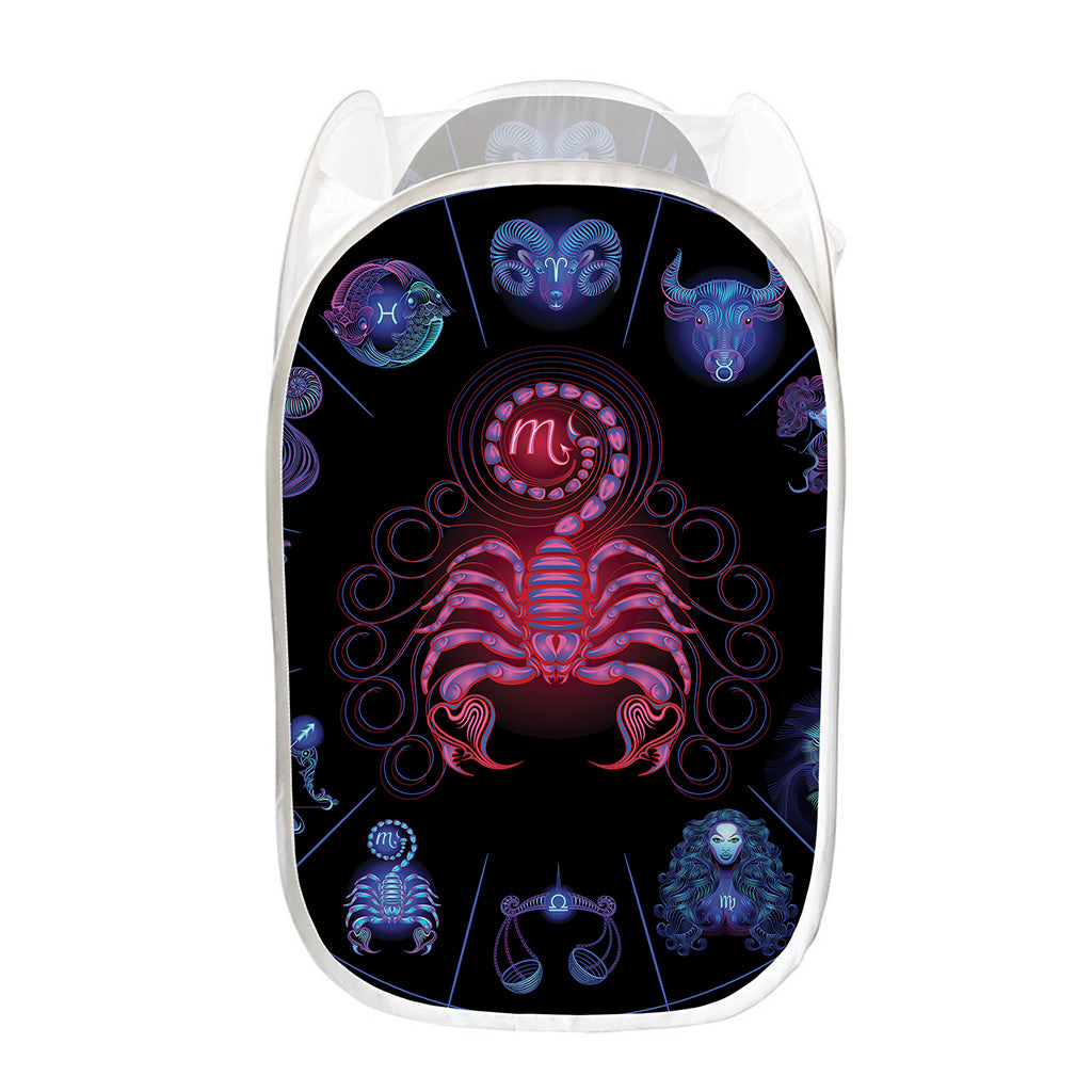 Scorpio And Astrological Signs Print Mesh Laundry Hamper