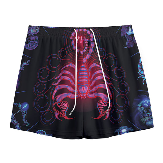 Scorpio And Astrological Signs Print Mesh Shorts