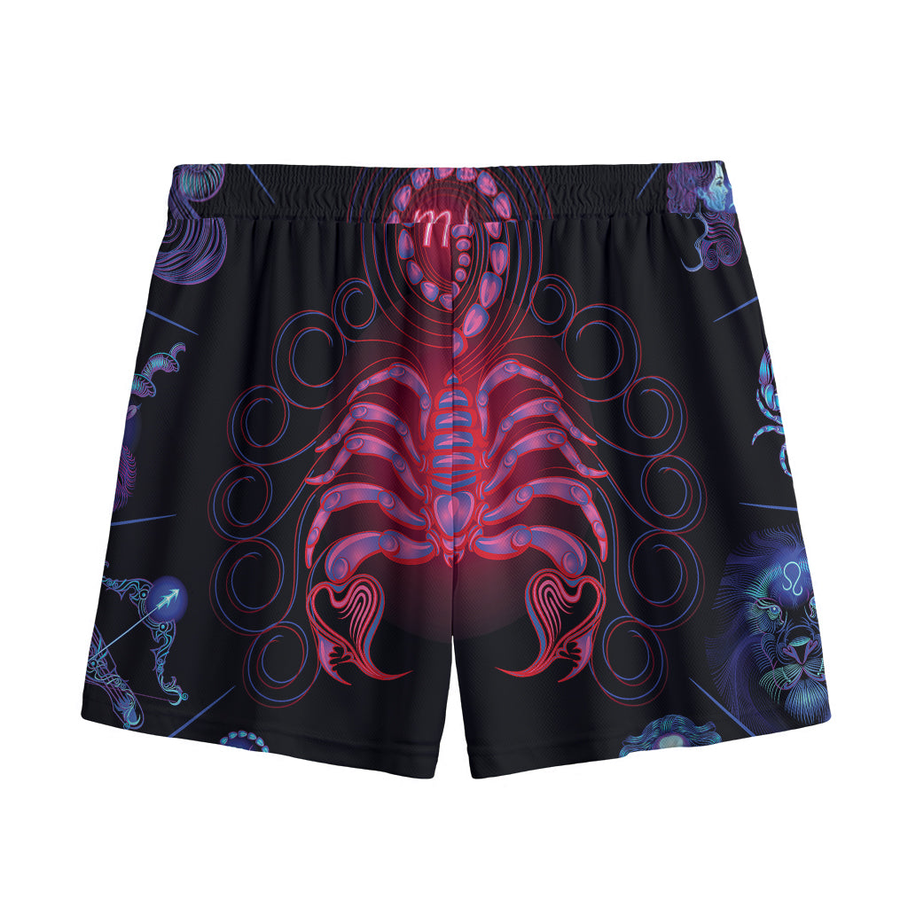 Scorpio And Astrological Signs Print Mesh Shorts