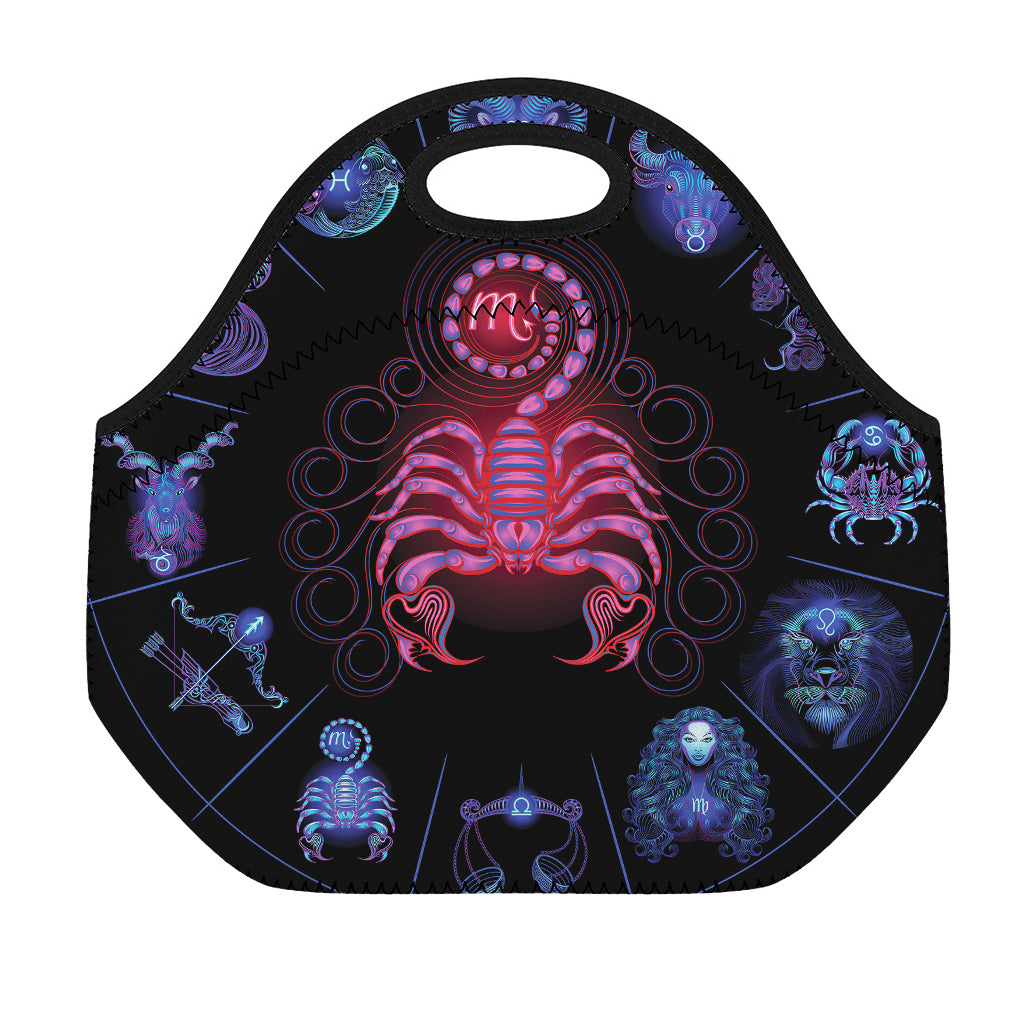 Scorpio And Astrological Signs Print Neoprene Lunch Bag