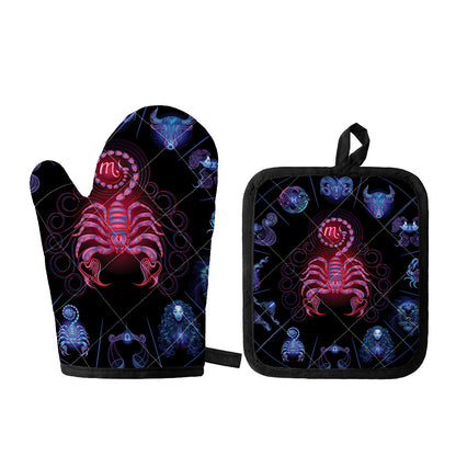 Scorpio And Astrological Signs Print Oven Mitt And Pot Holder Set